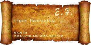 Erger Henrietta névjegykártya